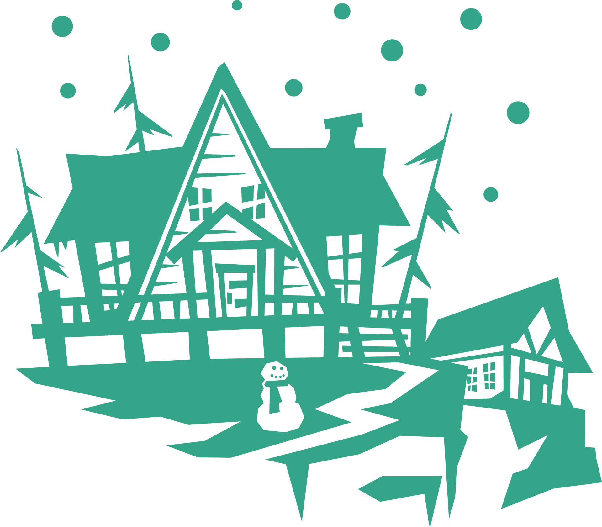 Winter Night Mansion Illustration PNG image