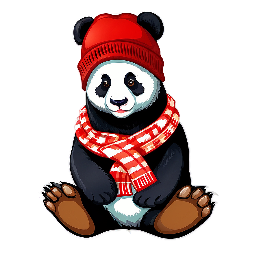 Winter Panda With Scarf Png Xtn89 PNG image