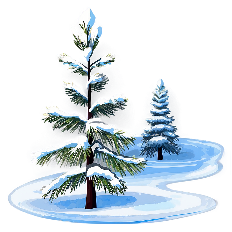 Winter Pine Tree Scene Png 06132024 PNG image