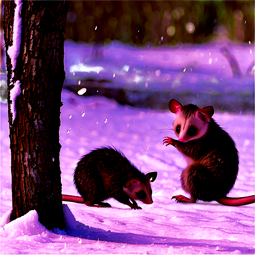 Winter Possum Scene Png 06112024 PNG image