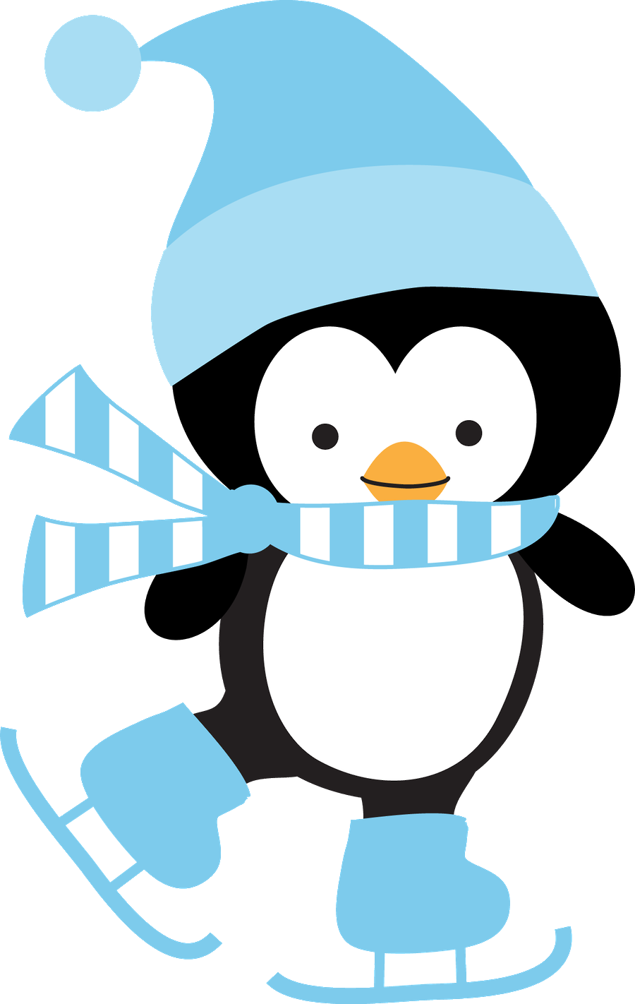 Winter Skating Penguin Cartoon PNG image
