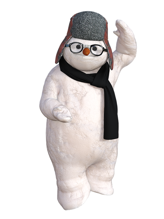 Winter Snowman Character Waving PNG image