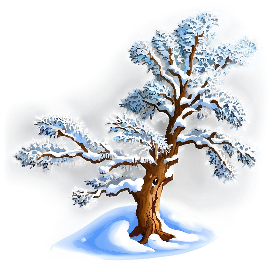 Winter Snowy Oak Tree Png 06212024 PNG image