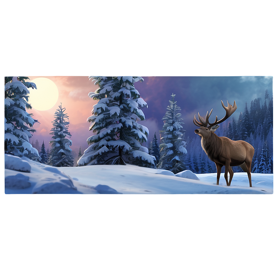 Winter Stag Scene Png 06292024 PNG image