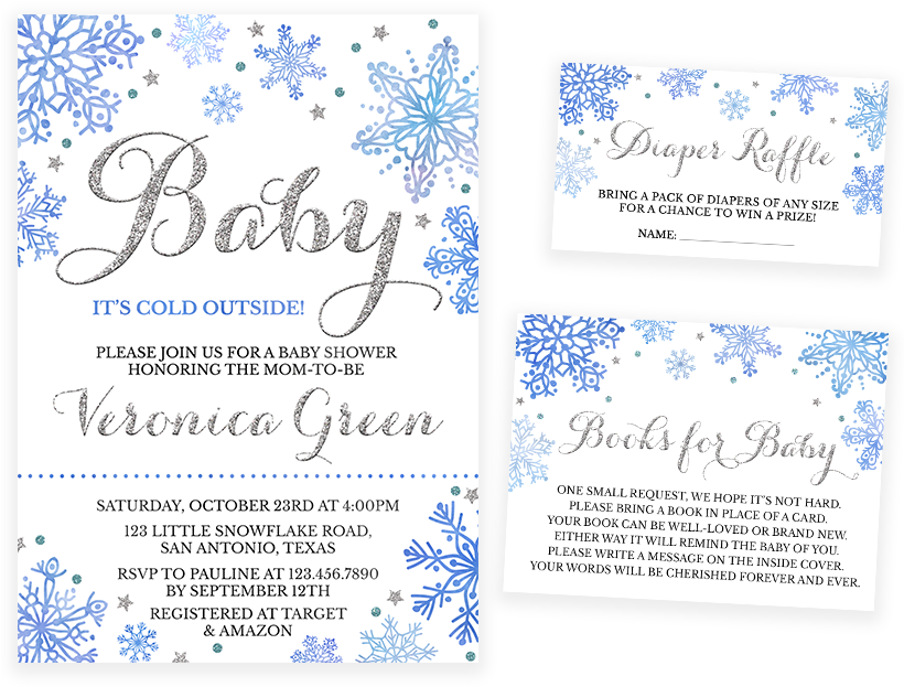 Winter Themed Baby Shower Invitation Set PNG image