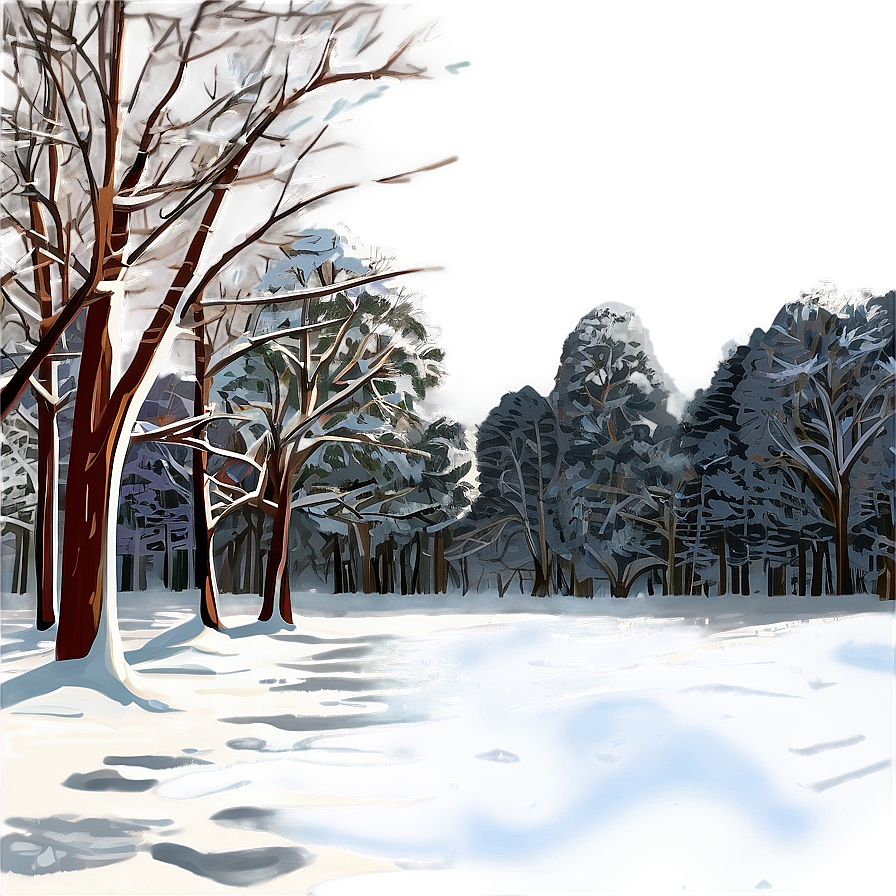 Winter Treeline Scene Png 06282024 PNG image