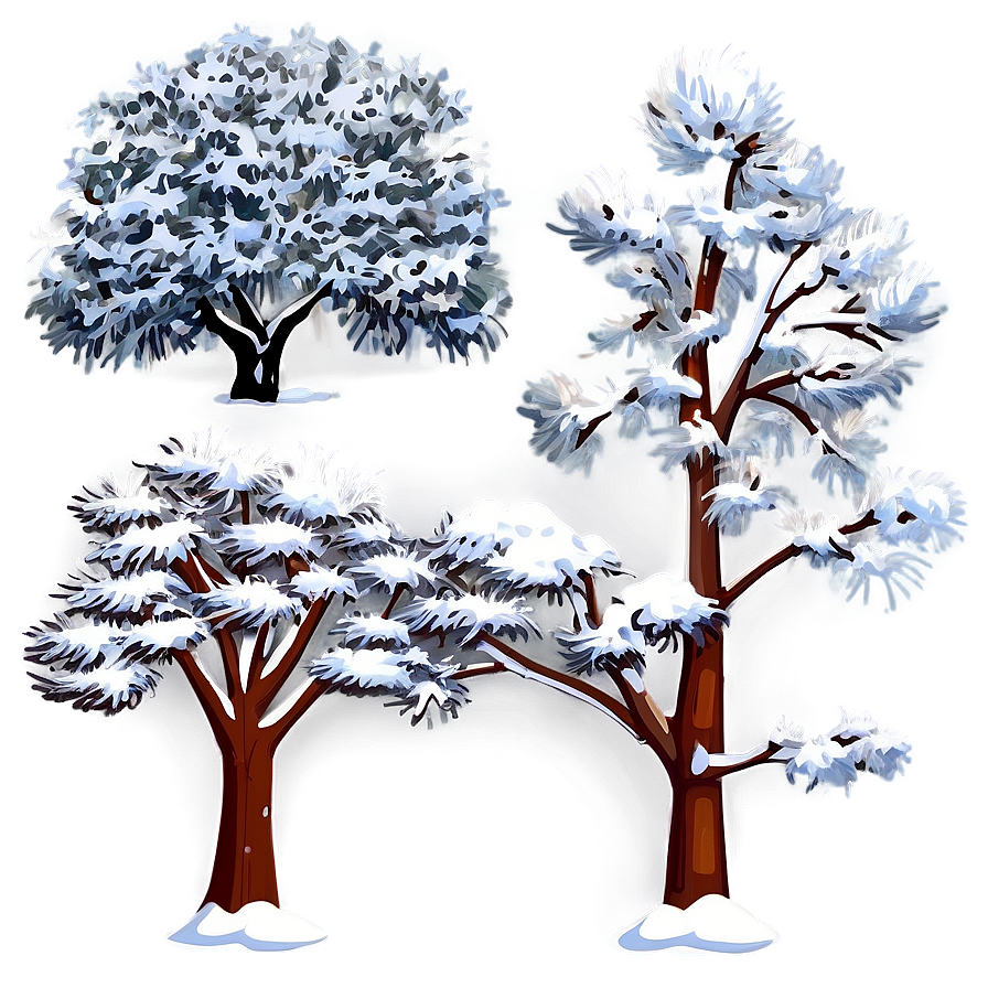 Winter Trees And Holiday Decorations Png 7 PNG image