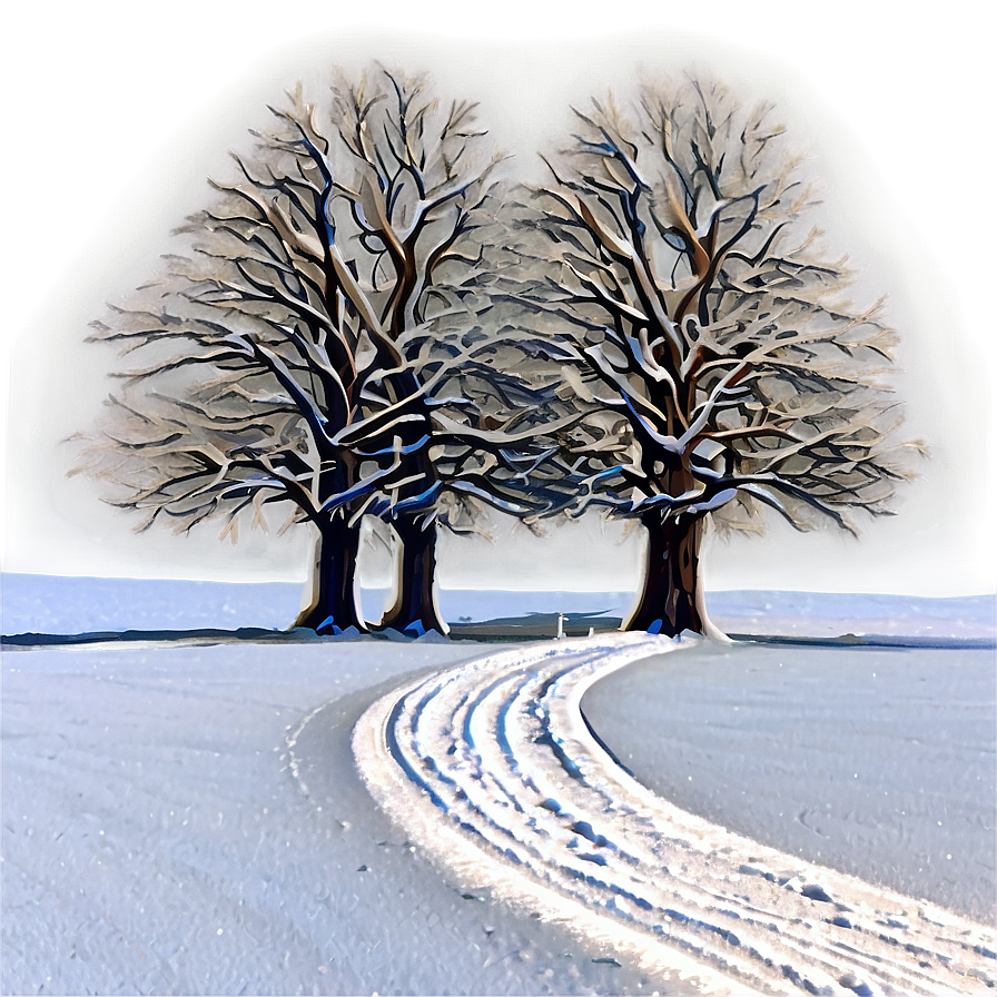 Winter Trees And Sleigh Tracks Png 97 PNG image