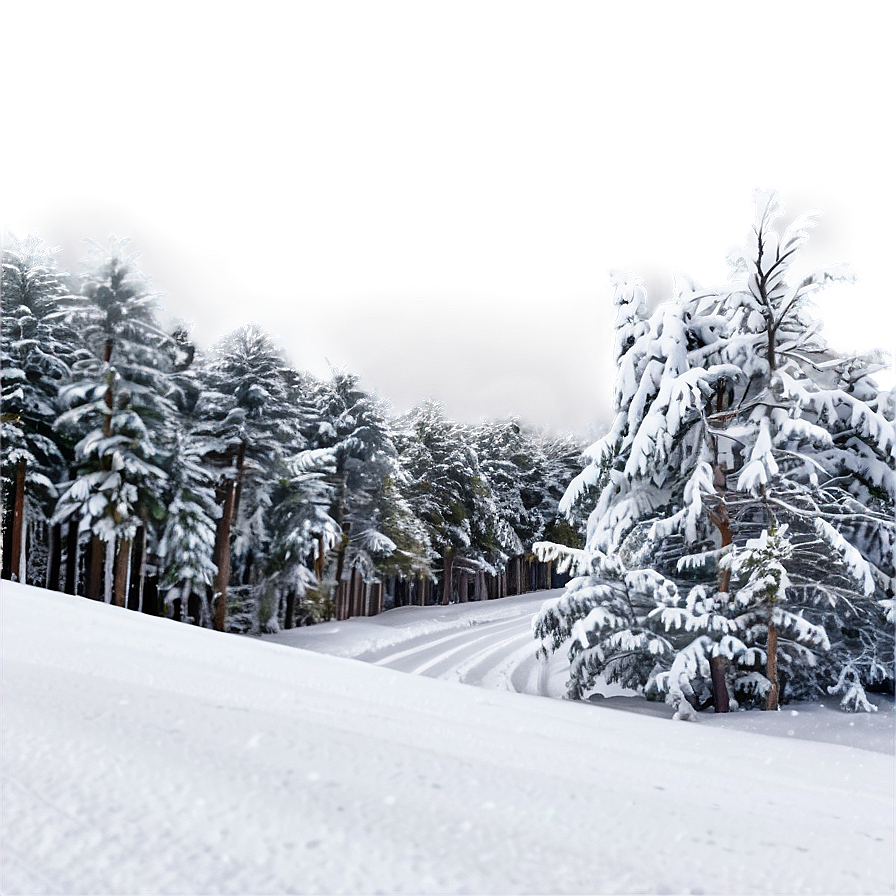 Winter Trees And Sleigh Tracks Png Cii52 PNG image