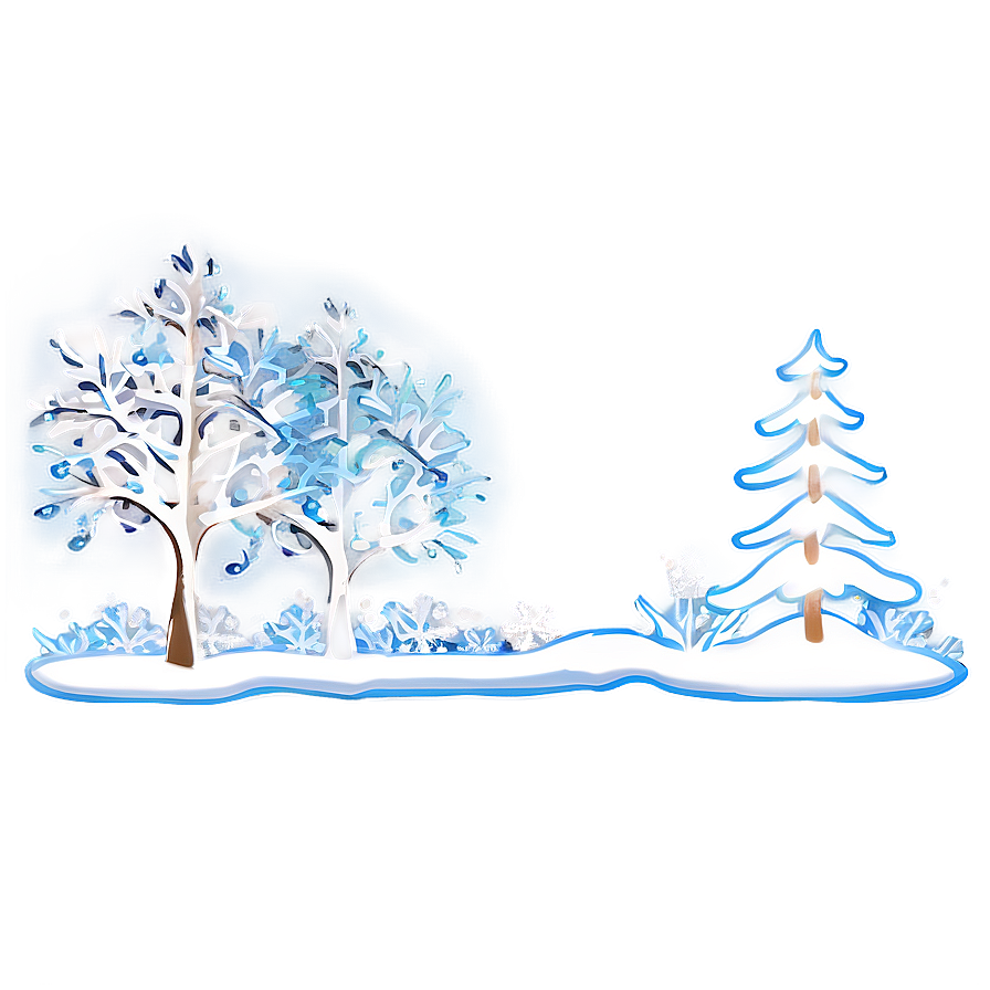 Winter Trees And Snowflakes Border Png Yoj13 PNG image