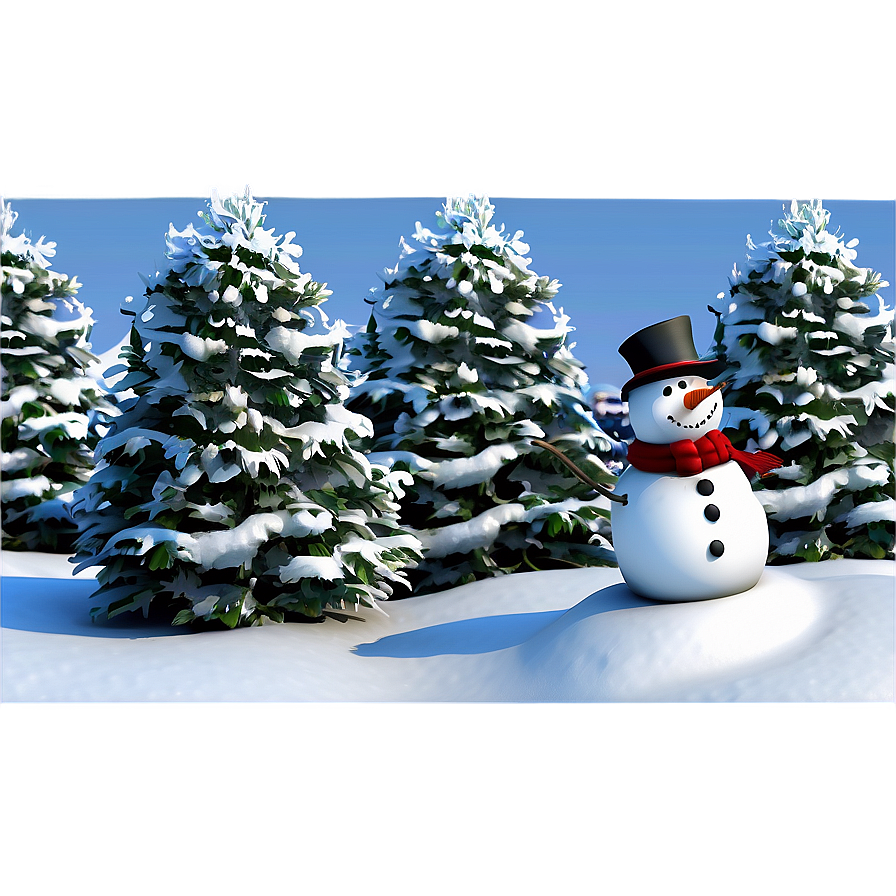 Winter Trees And Snowman Png Vqw99 PNG image