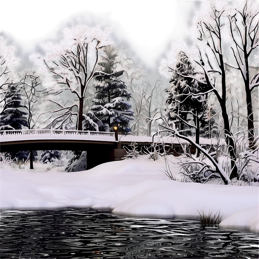 Winter Trees And Snowy Bridge Png 06292024 PNG image