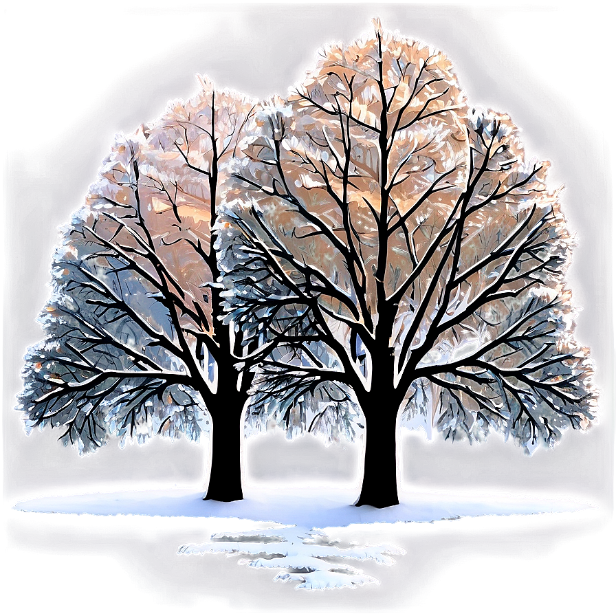 Winter Trees In Sunrise Glow Png Ivp PNG image