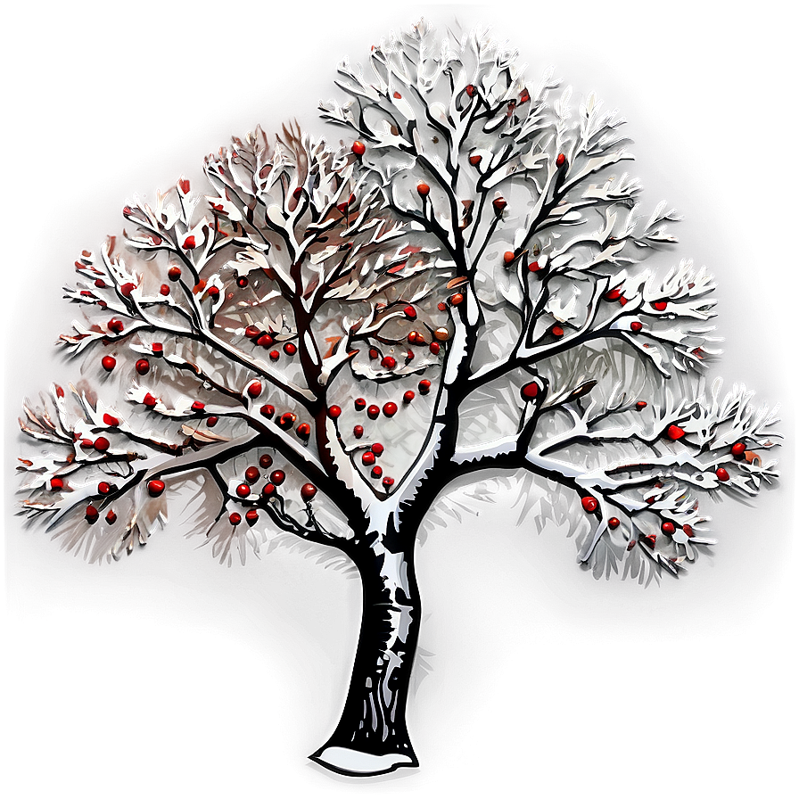 Winter Trees With Red Berries Png 06292024 PNG image