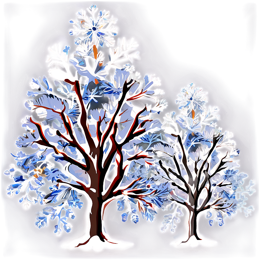 Winter Trees With Snowflakes Png 06292024 PNG image