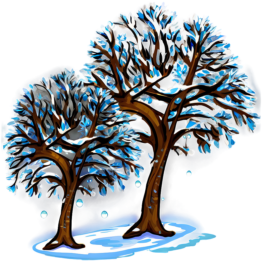 Winter Trees With Snowflakes Png Vso97 PNG image