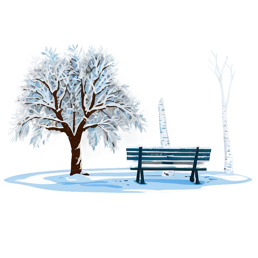 Winter Trees With Snowy Bench Png 06292024 PNG image