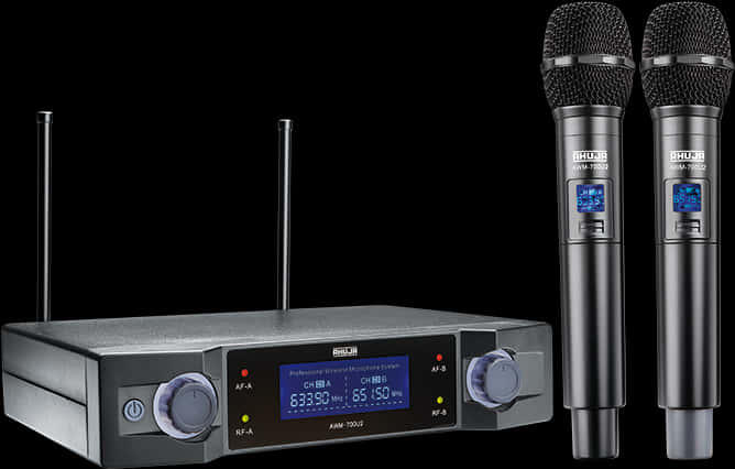 Wireless Microphone Systemwith Dual Handheld Mics PNG image