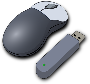 Wireless Mouseand U S B Receiver PNG image