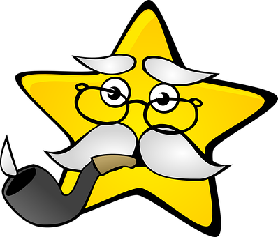Wise Star Cartoon Character PNG image