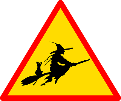 Witch Caution Sign PNG image