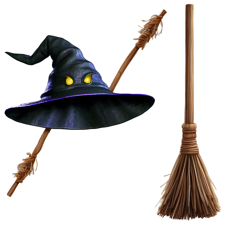 Witch Hat And Broom Png Far PNG image