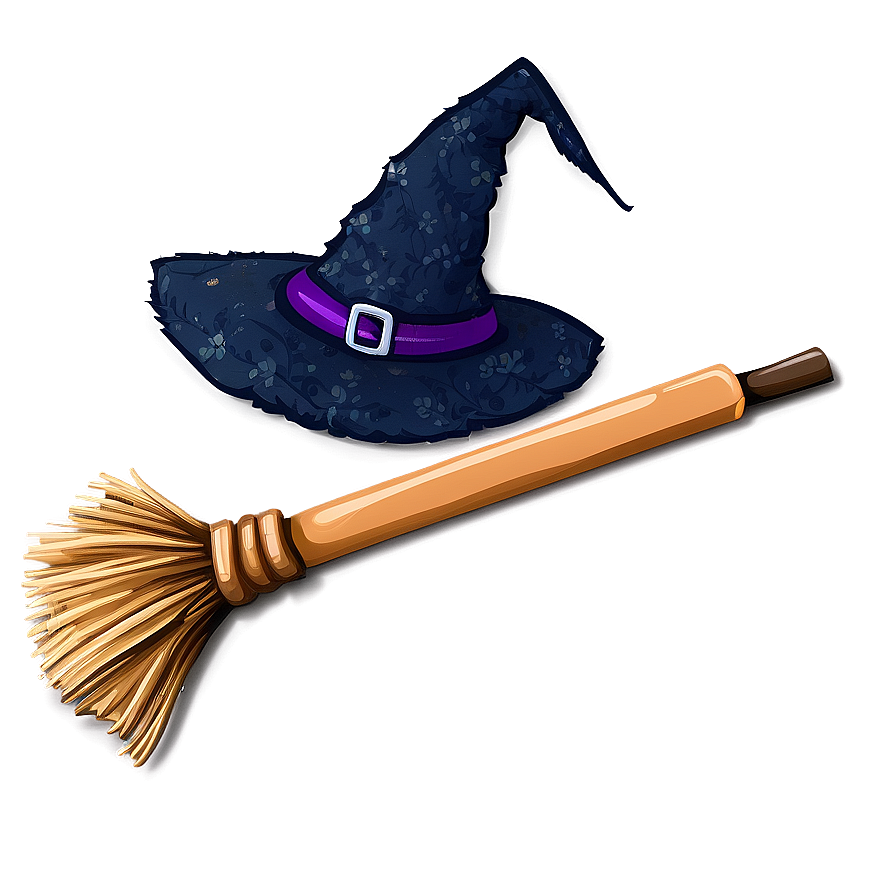 Witch Hat On Broomstick Png 06292024 PNG image