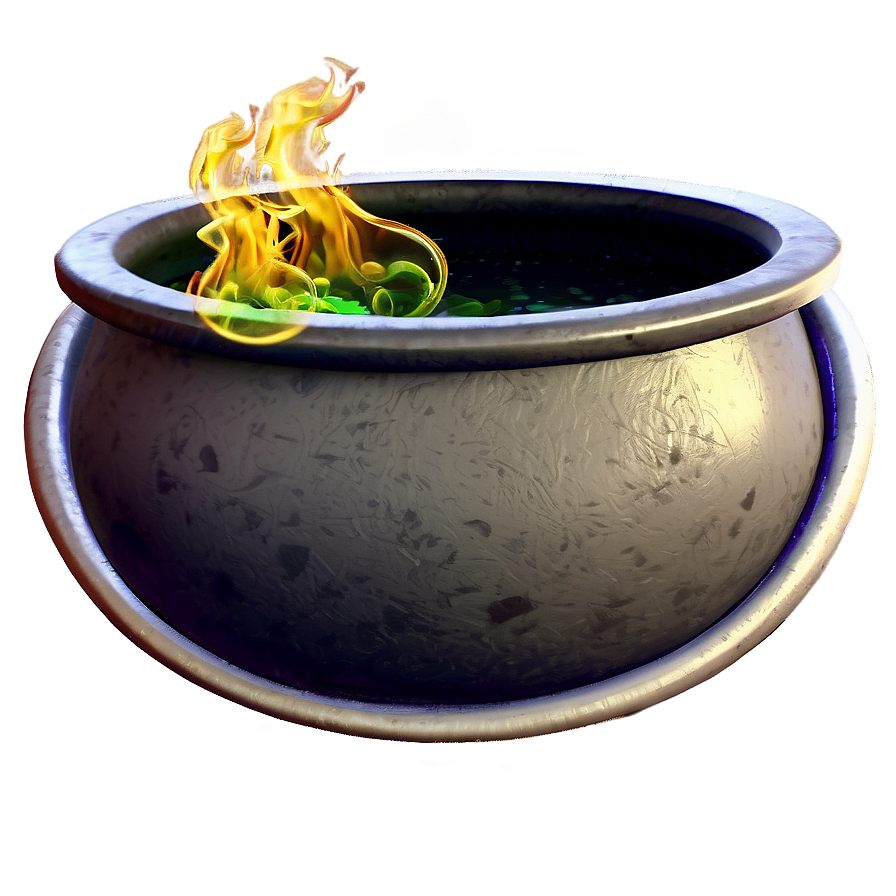 Witch's Cauldron With Flames Png Oij PNG image