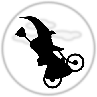 Witch Silhouetteon Broomstick PNG image