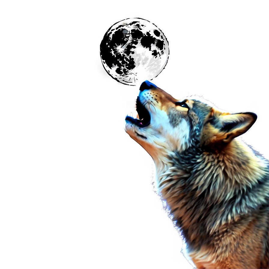 Wolf Howling Full Moon Png Ksa45 PNG image