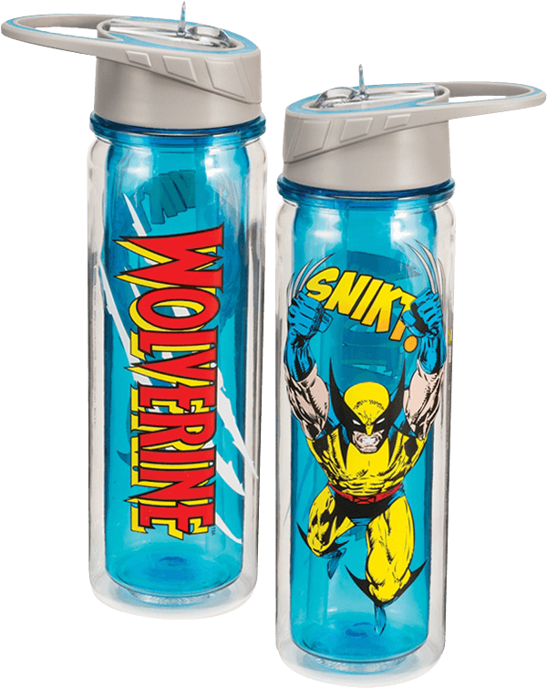 Wolverine Comic Water Bottles PNG image
