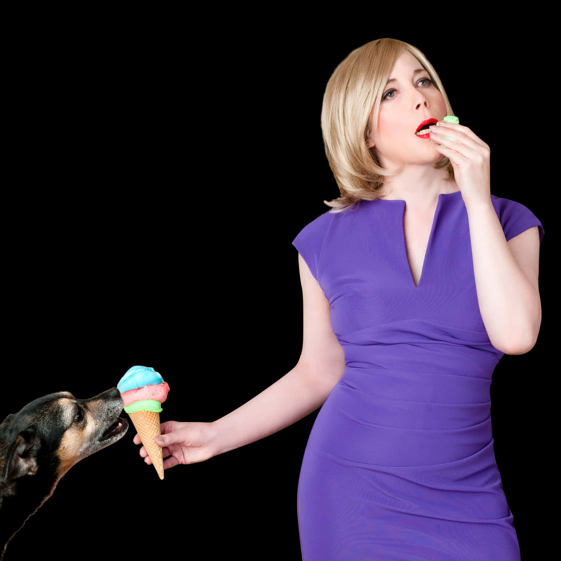 Woman_and_ Dog_ Sharing_ Treats PNG image