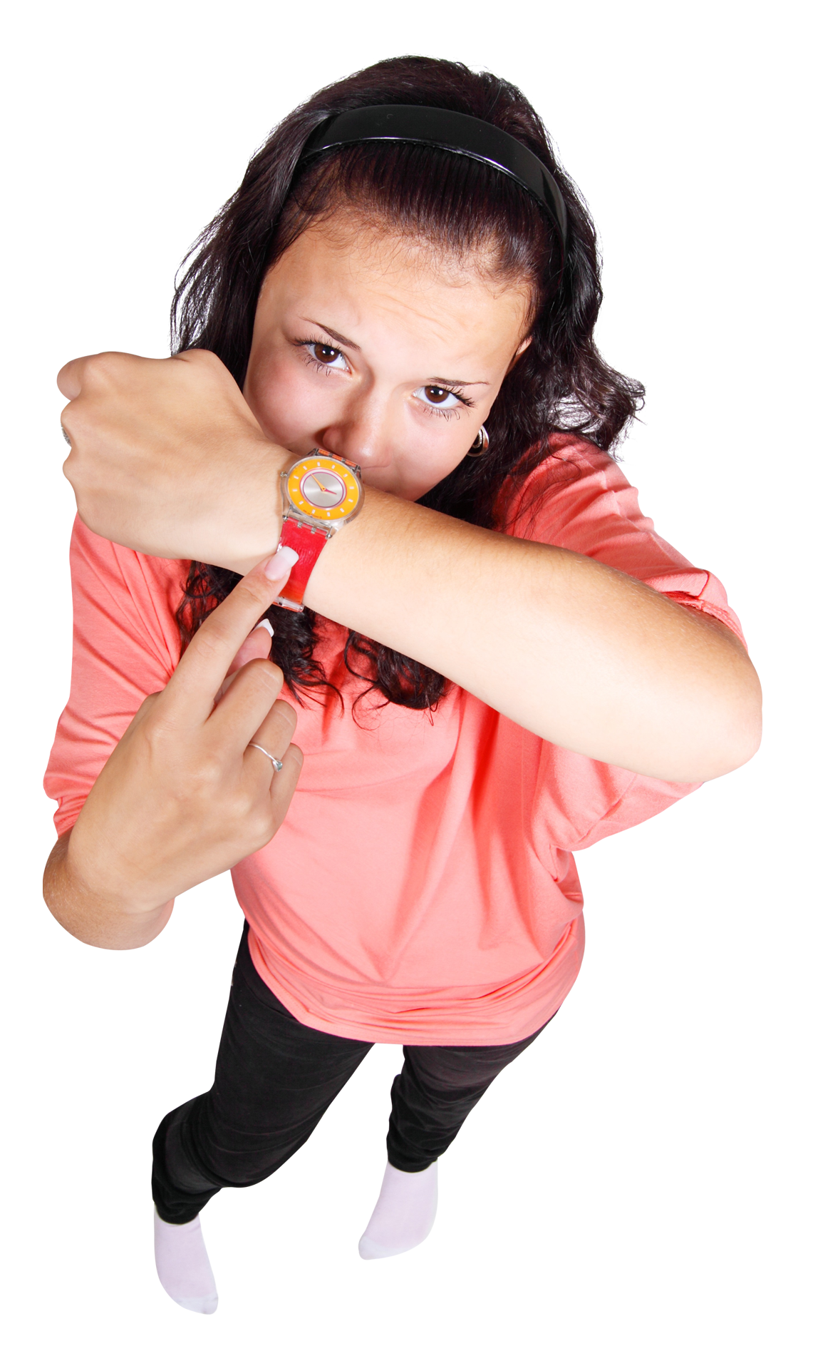 Woman Checking Timeon Wristwatch PNG image