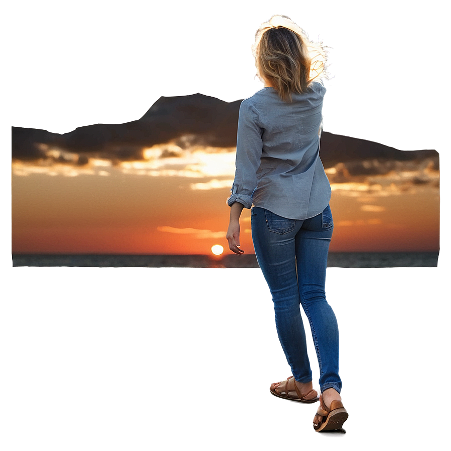 Woman Enjoying Sunset Png Gxk72 PNG image