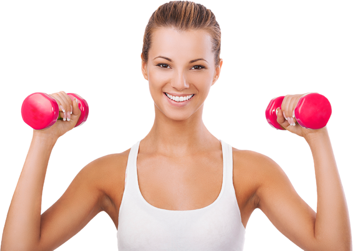 Woman Exercisingwith Dumbbells PNG image