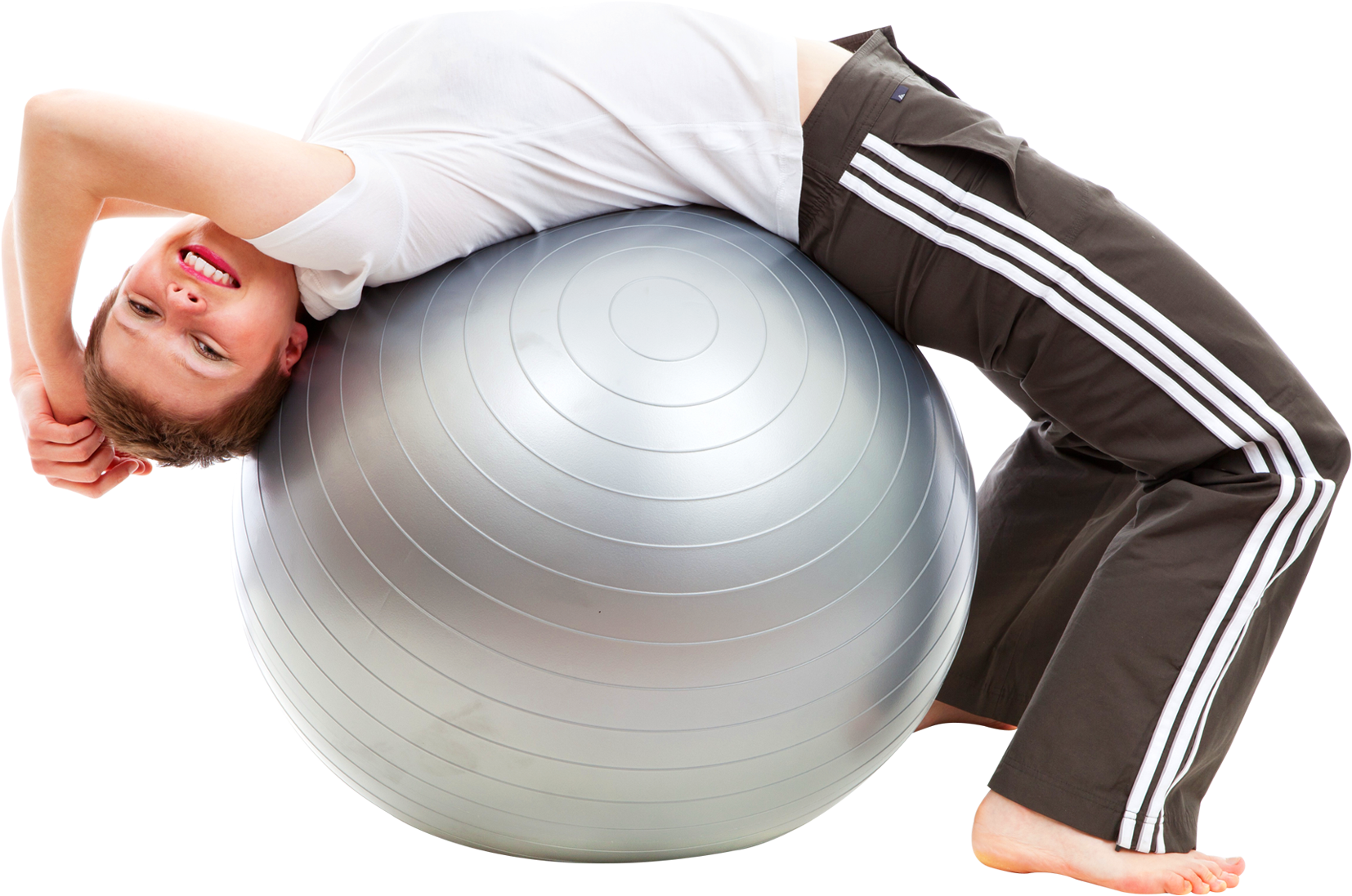 Woman Exercisingwith Fitness Ball PNG image