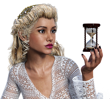 Woman Holding Hourglass Portrait PNG image