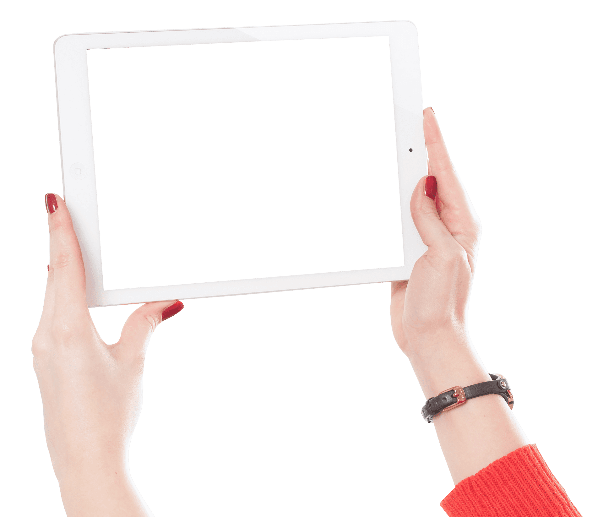 Woman Holding Tablet Frame PNG image