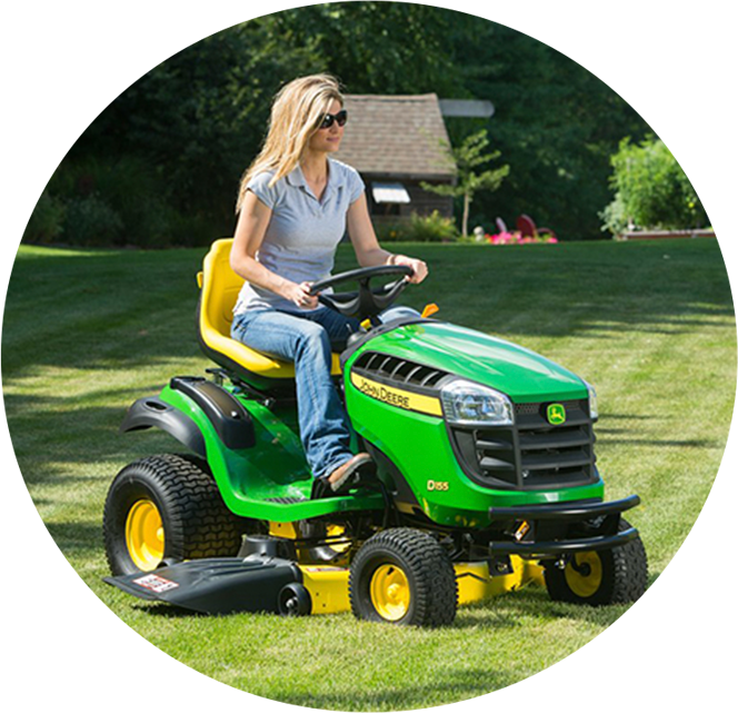 Woman Operating Riding Lawnmower PNG image