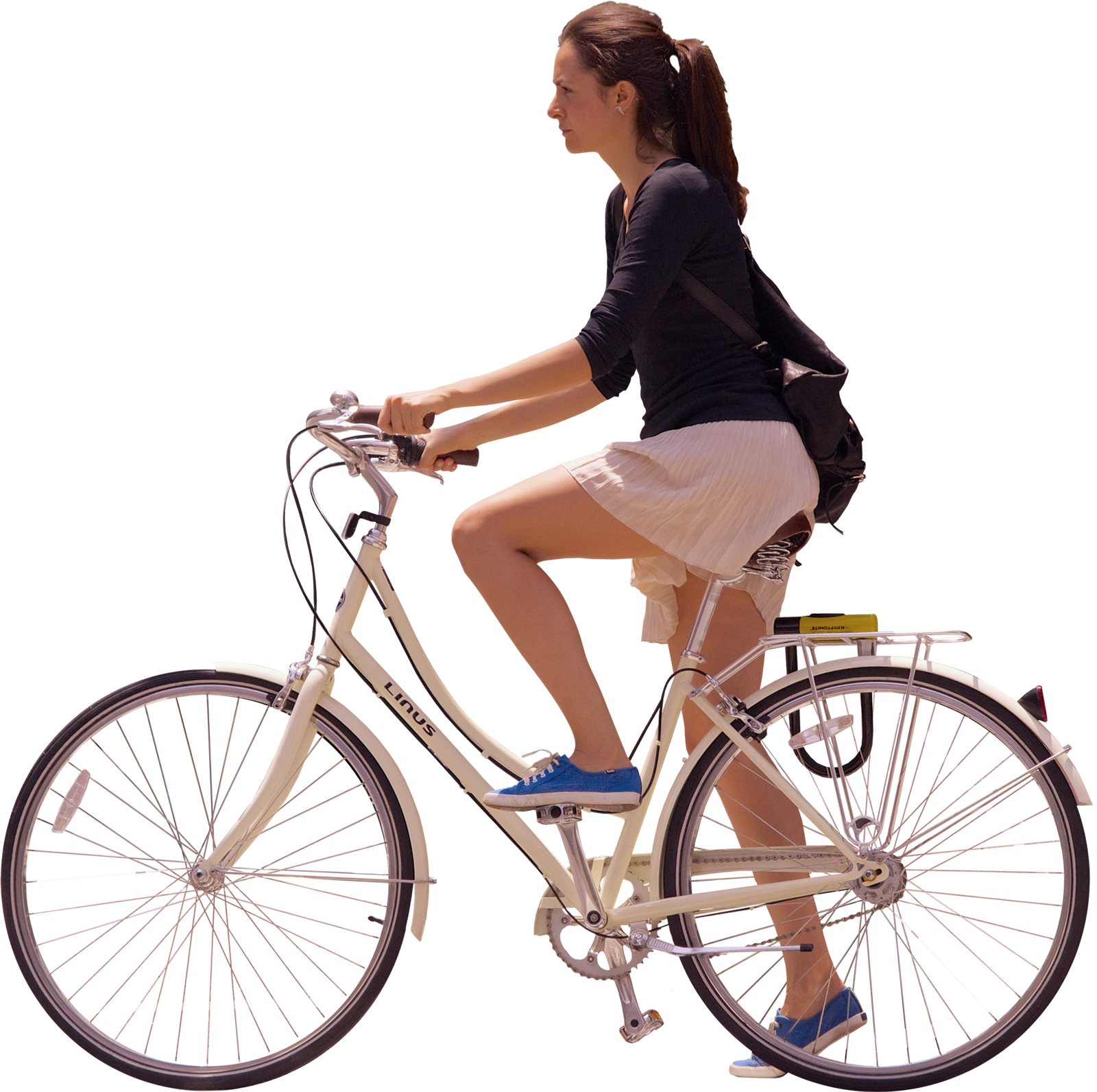 Woman Riding Bicycle Casually PNG image