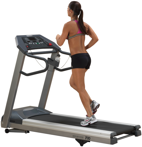 Woman Runningon Treadmill Fitness Equipment PNG image