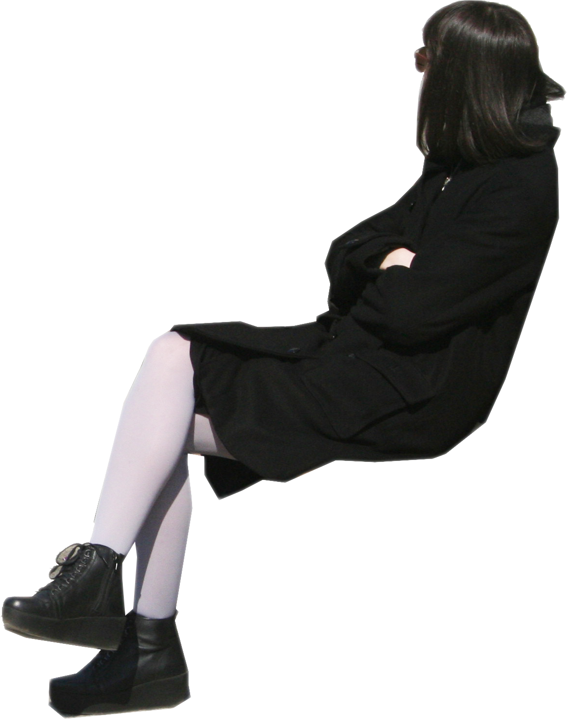 Woman Seated Invisible Chair Fashion PNG image