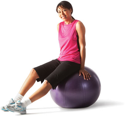 Woman Sittingon Fitness Ball PNG image