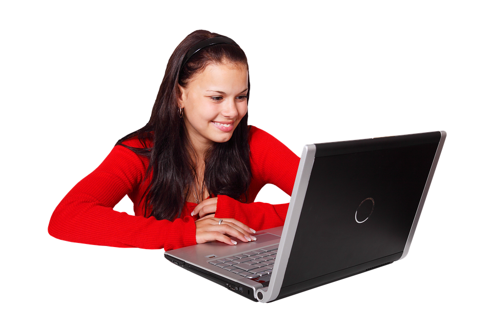 Woman Using Laptop PNG image