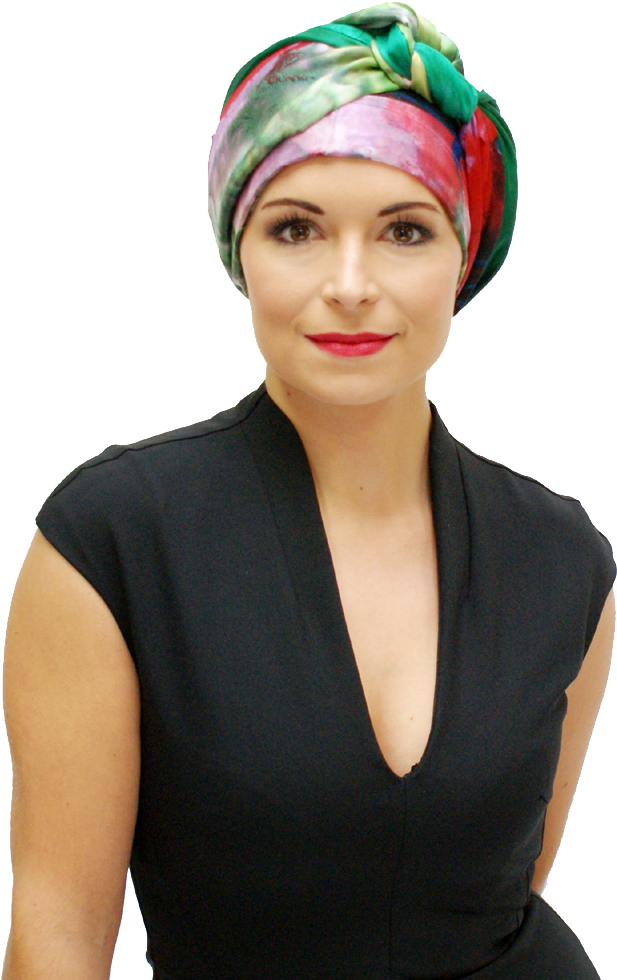 Woman Wearing Colorful Head Bandana PNG image