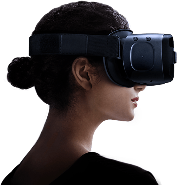 Woman Wearing V R Headset Profile View PNG image