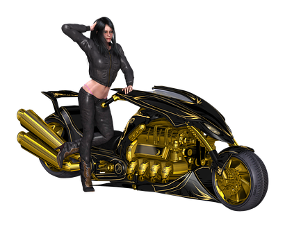 Woman_with_ Futuristic_ Motorcycle PNG image