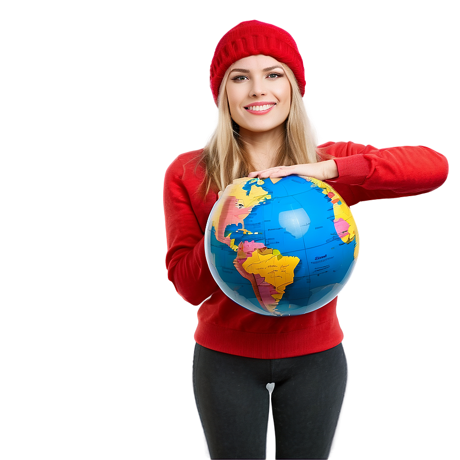 Woman With Globe Travel Png Krq92 PNG image