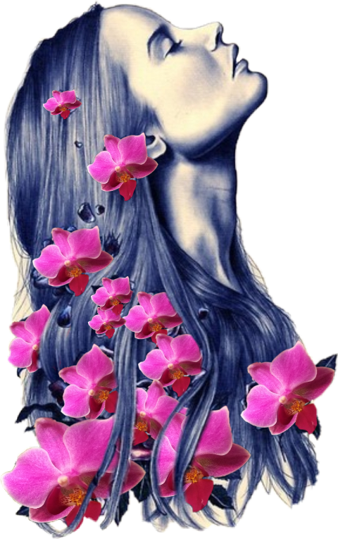 Woman With Orchids In Hair PNG image