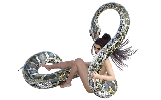 Woman With Python_ Artistic Photography PNG image